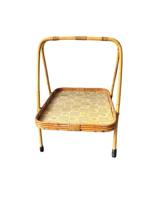 Image 1 of Vintage rattan tray with fixed legs