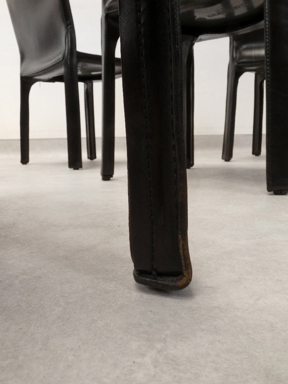 Cassina Cab 412 Stühle - schwarzes Leder, Esszimmerstühle, Vintage (Foto 5 von 15)