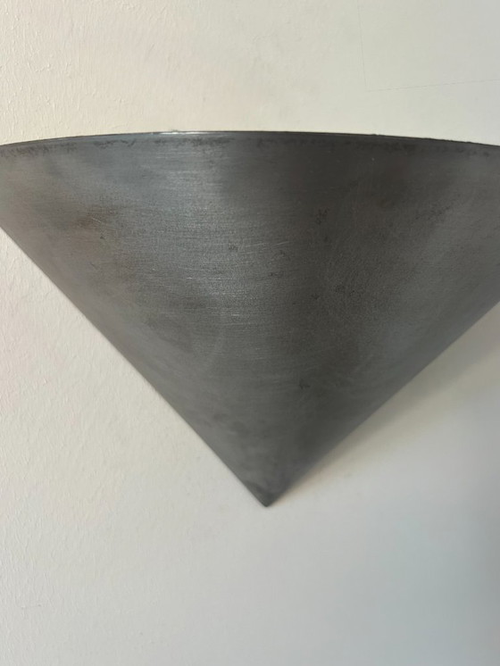 Image 1 of Coppia di lampade coniche d'epoca, metallo spazzolato, Francia 1970