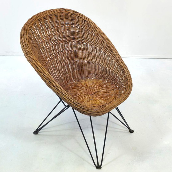 Image 1 of Chaise en rotin Teun Velthuizen icône du design des années 1950