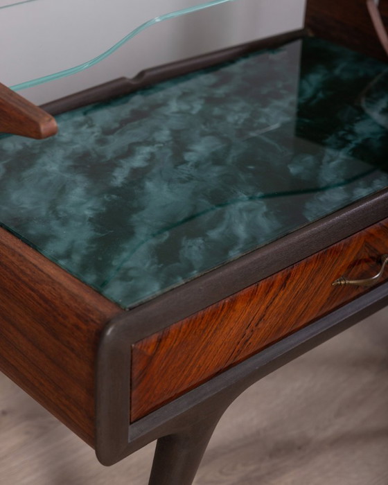 Image 1 of COPPIA DI COMODINI VINTAGE ANNI 50 IN LEGNO E VETRO DESIGN ITALIANO