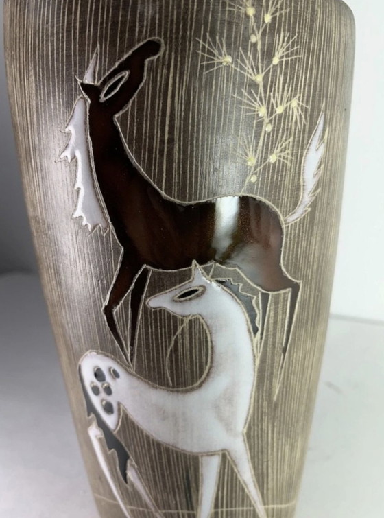 Image 1 of Ruscha Ceramic Vase By Hans Welling "Les Chevaux" (The Horses)