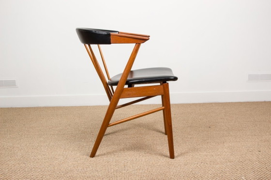Image 1 of Danish armchairs in teak and skai by Helge Sibast for Sibast 1955.