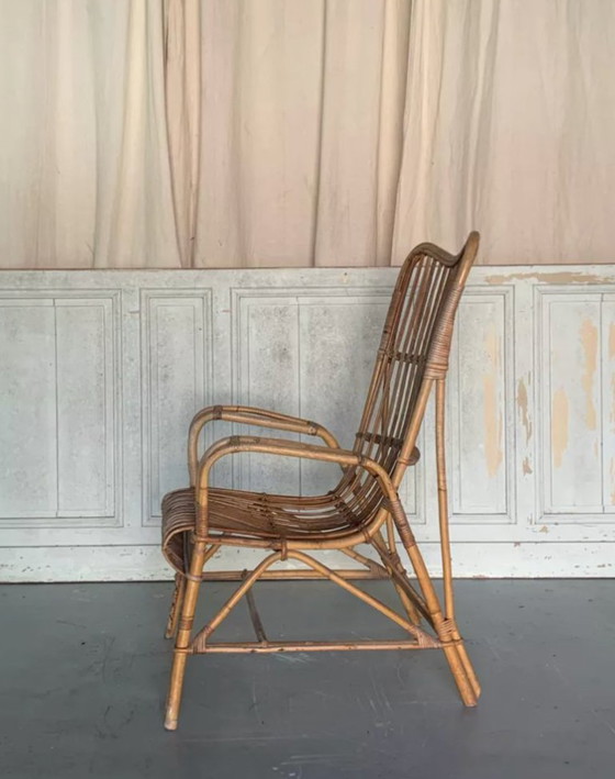 Fauteuil Vintage en Rotin, 1950s – Rattan (photo 4 of 5)