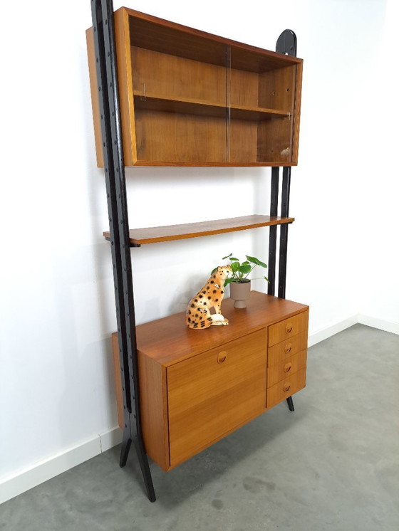 Image 1 of Teak Musterring design kast met zwarte poten