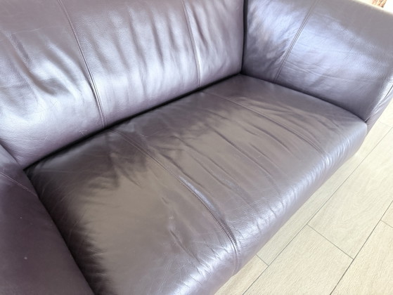 Rolf Benz Sofagarnitur 332 Und 6 Clubsessel 390 In Auberginenfarbenem Leder – Leather, Aluminium (photo 8 of 15)