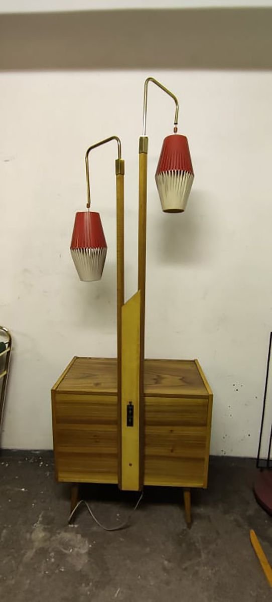 Mobile bar in noce con lampada da terra, anni '50 – Vintage (photo 5 of 5)