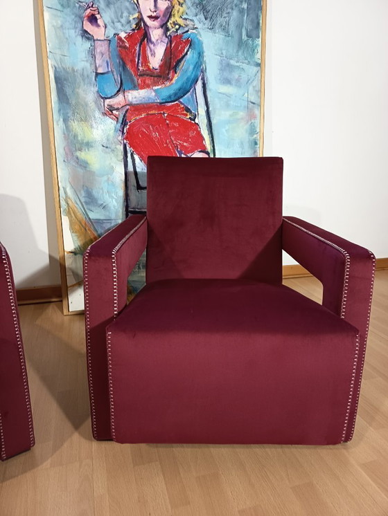 Image 1 of CASSINA 2X Poltrone 637 UTRECHT  (NUOVE MAI USATE) in Velluto 13L Ortigia/Plum con Cuciture in filo Naturale a punta Cavallo