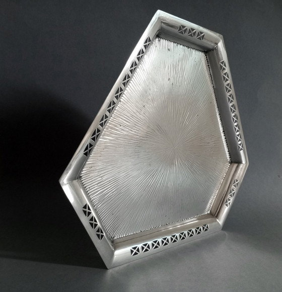 Image 1 of Hans Ofner secessionistisch/geometrisch zeshoekig dienblad voor Argentor ca 1905