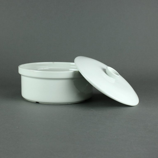 Kaj Franck (1911-1989) - Arabia - Finlandia - Modelo Kilta - Fuente baja blanca con tapa - Década de 1960