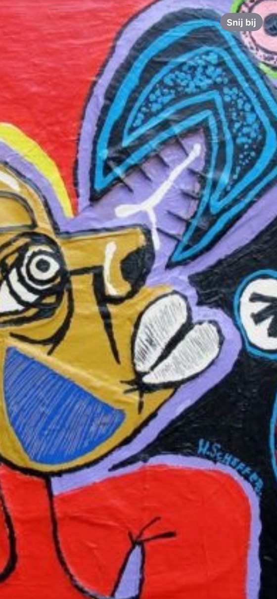 Image 1 of Harold Scheffer " Red Reggae " 70x70 cm.