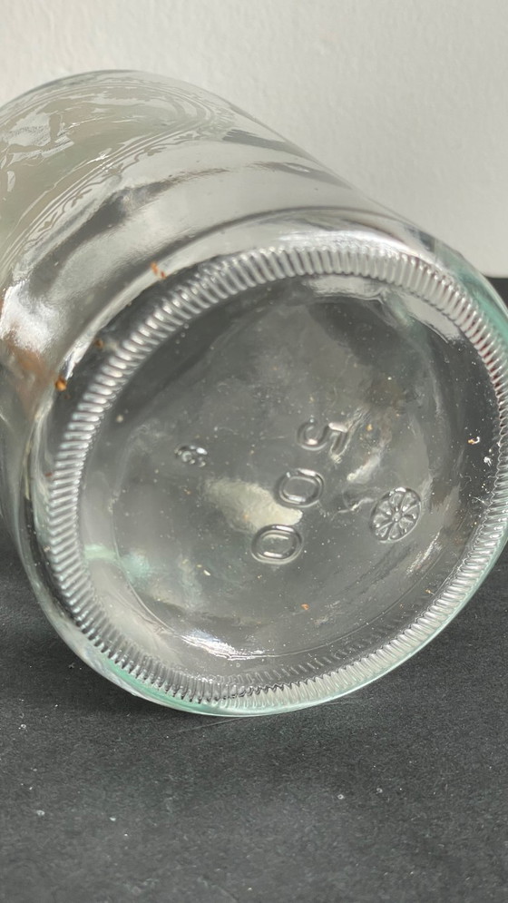 Image 1 of Vintage Engraved Glass and Wood Bottles