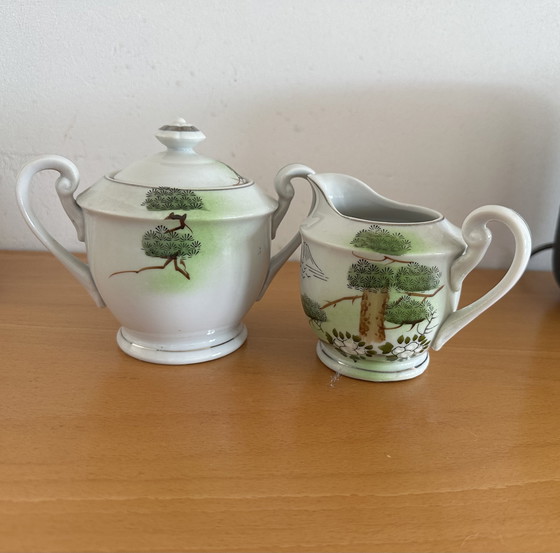 Image 1 of Vintage Saji Japan Teaset Geisha Litophane 15pc