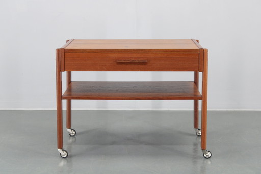 1960S Danish Teak Sewing Cart Or Side Table