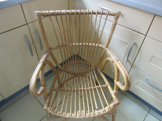 Image 1 of fauteuil moderne du milieu du siècle en rotin et bambou