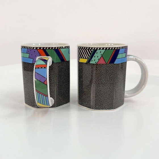 Image 1 of Pair of Big Mugs Scenario Metropol by Barbara Brenner for Rosenthal, 1990s