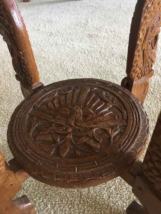Image 1 of Bijzettafel Javaans Indisch houtsnijwerk
