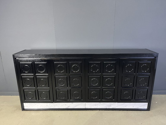 Image 1 of Black brutalist credenza, 1970s