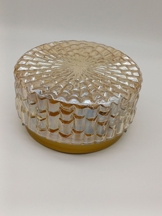 Plafonnier vintage, Céramique, Verre, Marron (photo 7 sur 10)