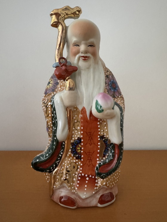Image 1 of Statues de divinités chinoises en poterie d'époque "Fu Lu Shou"