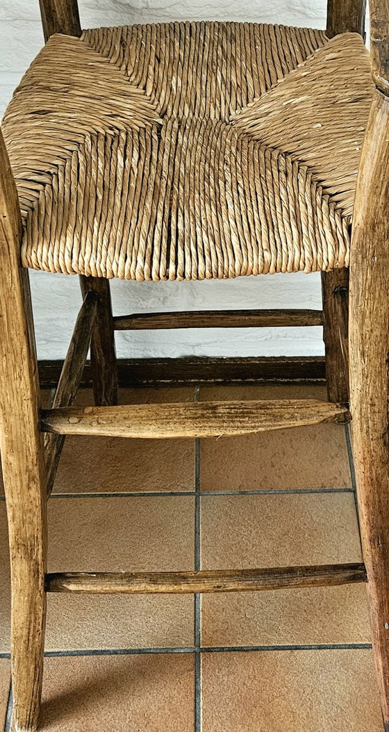 Image 1 of Chaise haute française ancienne avec assise en osier