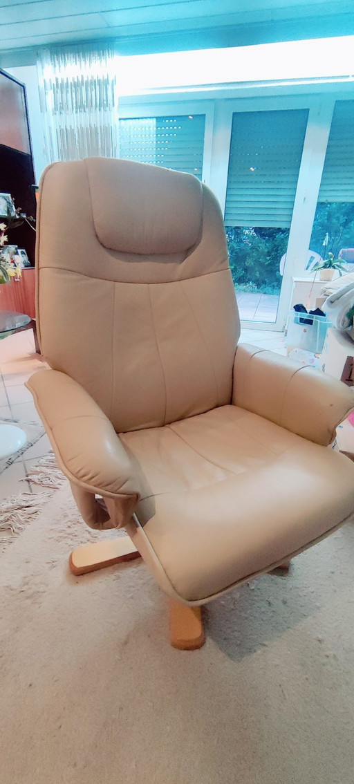Fauteuil Réglable en Cuir, Beige