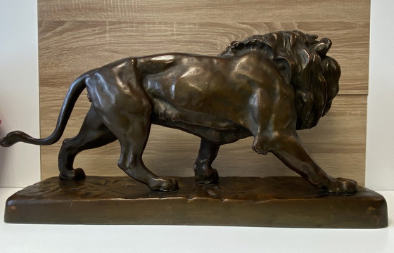 Image 1 of Grande statua antica di leone in bronzo massiccio di Louis Vidal (1831-1892)