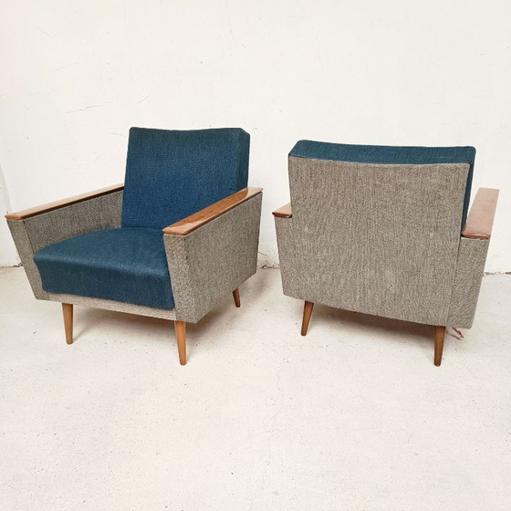 Image 1 of Paar tweekleurige fauteuils, jaren 1960