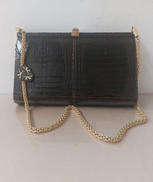 Handtasche aus hochwertigem italienischem Leder – schoudertassen, Leather, Metal