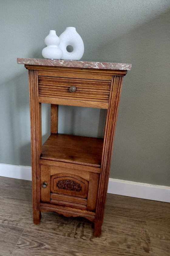 Image 1 of Art Deco bedside table with marble top