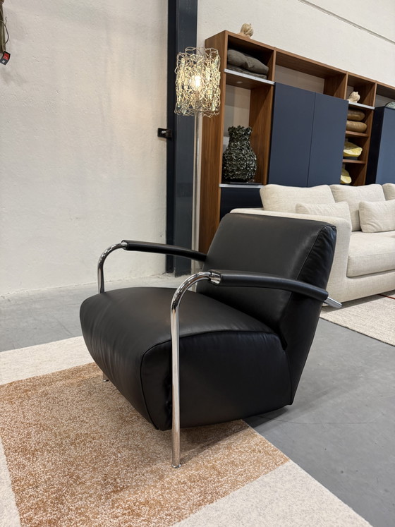 Image 1 of Leolux Scylla fauteuil zwart Noli leer