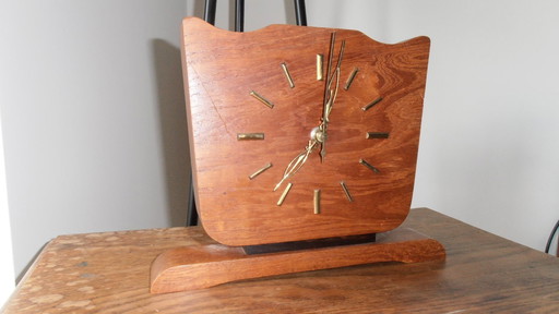 Jakob Palmtag +/- '30-40 - Brass/Wood table clock, 220v