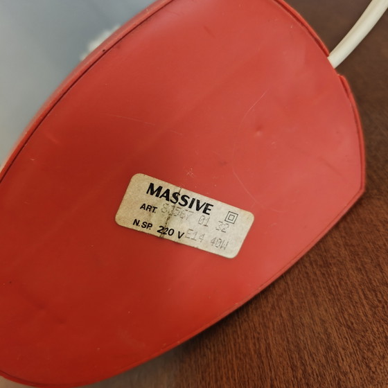 Vintage Massive Belgium Table Lamp – 1970s – Pressed Glass – Space Age – Plastic (photo 7 of 9)