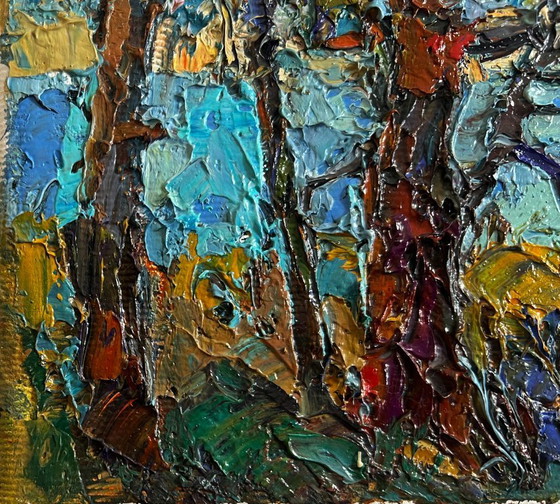 Image 1 of Original Oil Painting: Summer River Landscape - In the Shade of the Trees
