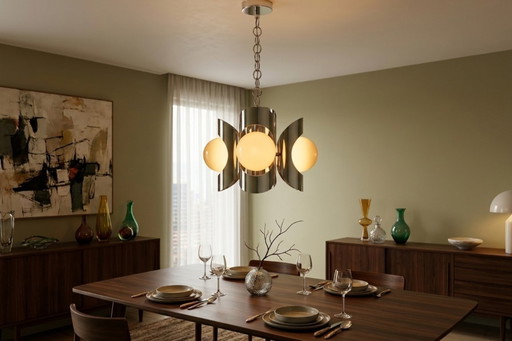 Iconic 1970s Vintage Chandelier – Space Age Design in Chrome Iron