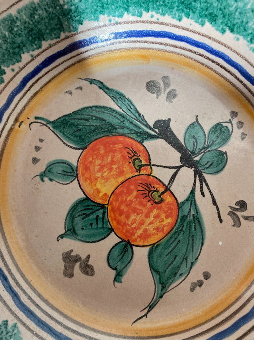 Grande assiette/bol mural vintage en céramique sicilienne des années 1970 – Motif d'agrumes peint à la main – (photo 2 of 7)
