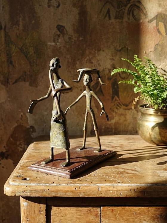 Image 1 of Fon figurine, Dahomey, Benin, vintage craftsmanship 1950s-1970s brass/bronze