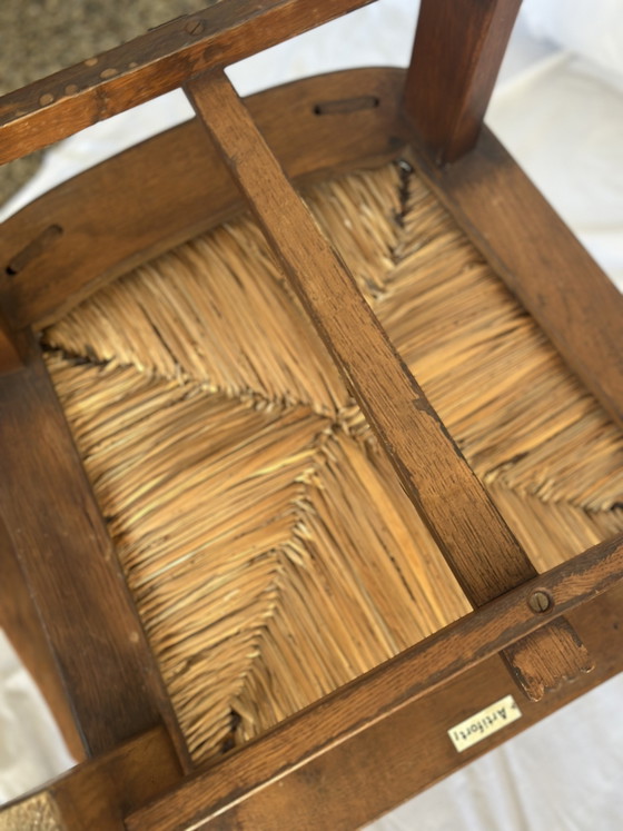 Image 1 of Artifort Theo Ruth Kloosterstoelen Eikenhout Riet brutalist