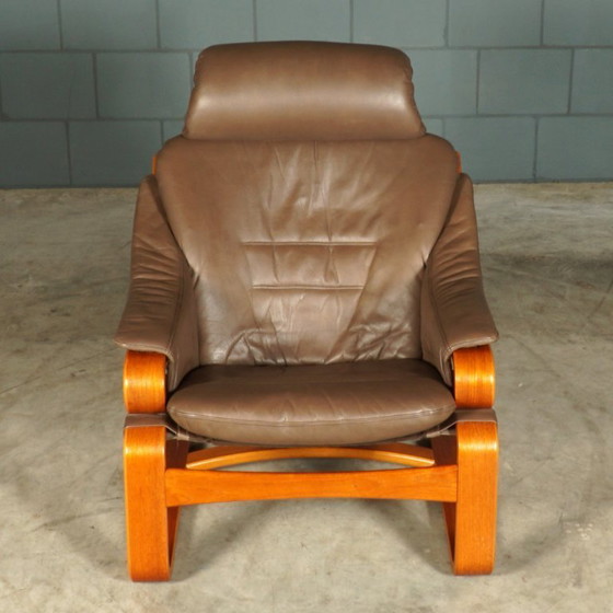Image 1 of Deense “Apollo” fauteuil met hocker – Svend Skipper – jaren 70