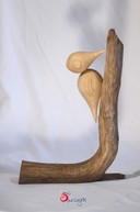 Duos d'oiseaux décoratifs sur leur branche, en bois massif artisanal, Made in France, 21x30cm