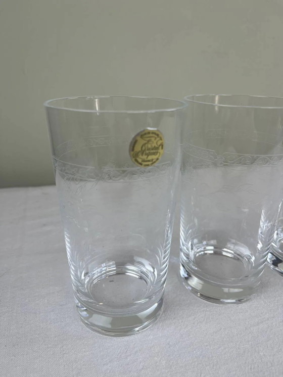 6 gravierte Gläser – Gläser & Karaffe, Crystal, Glass, Bohemian (photo 3 of 8)