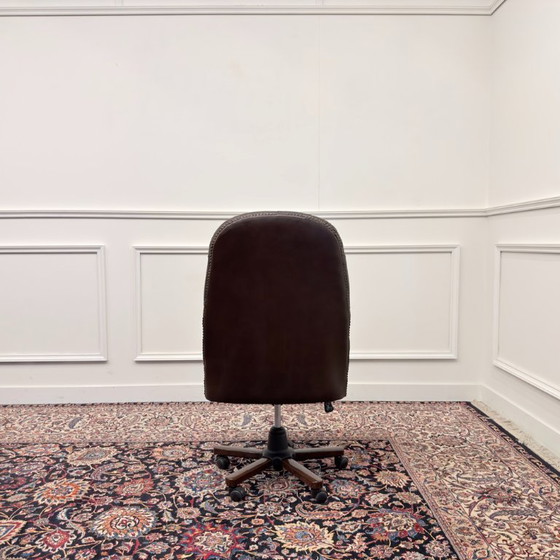 Sedia da Ufficio Chesterfield Inglese Marrone President Chair – Sedie da ufficio, Leather, Wood (photo 4 of 7)