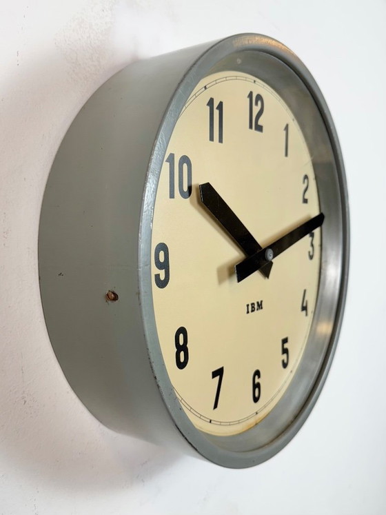 Image 1 of Grey Industrial Factory Wall Clock from IBM, 1950s