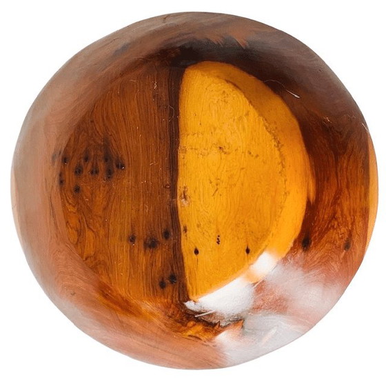 Image 1 of Bol de madera de cerezo de primera calidad, torneado a mano, década de 1970.