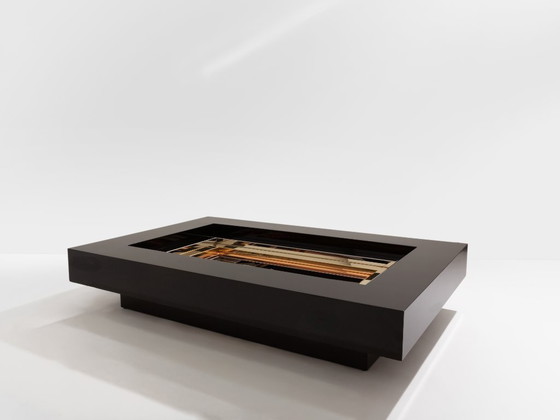 Image 1 of Alain Delon per Maison Jansen tavolino da caffè in ottone cromato laccato 1972