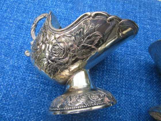 Image 1 of 2 Silver Plate Sugar Scuttles / Sugar Boats / Candy dishes, vintage