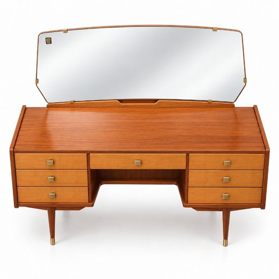 Vintage Dressing Table with Mirror – Mid-Century Vanity 50s/60s – Sideboard cabinet, Wood (photo 2 of 6)
