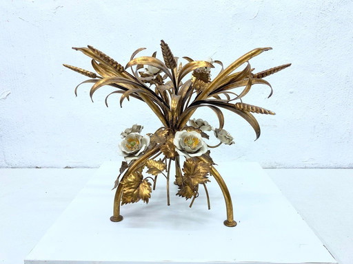Floral Wheat Sheaf table in Coco Chanel style Hollywood Regency Design 60s 70s