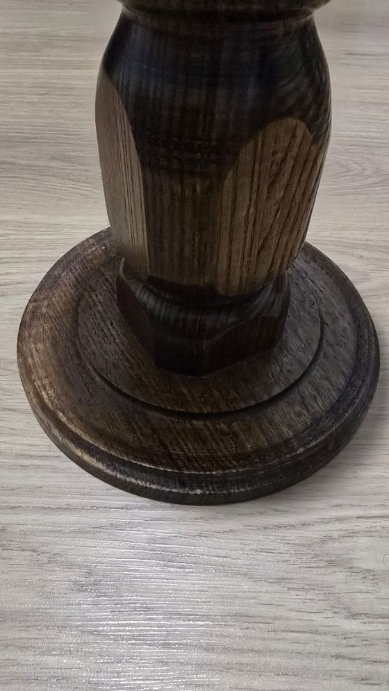 Vintage Brutalistische Houten Kerk Kandelaar - Massief Eiken (28cm) – Kandelaars en kaarsen (photo 2 of 13)