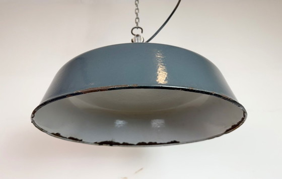 Image 1 of Industriële hanglamp van grijs emaille van Siemens, jaren 30